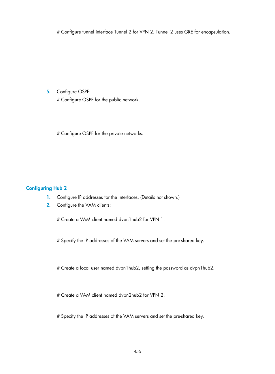 Configuring hub 2 | H3C Technologies H3C SecPath F1000-E User Manual | Page 467 / 490