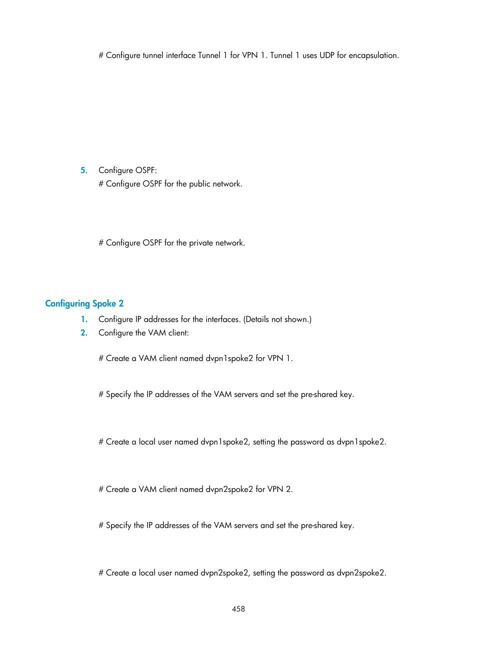 Configuring spoke 2 | H3C Technologies H3C SecPath F1000-E User Manual | Page 470 / 490