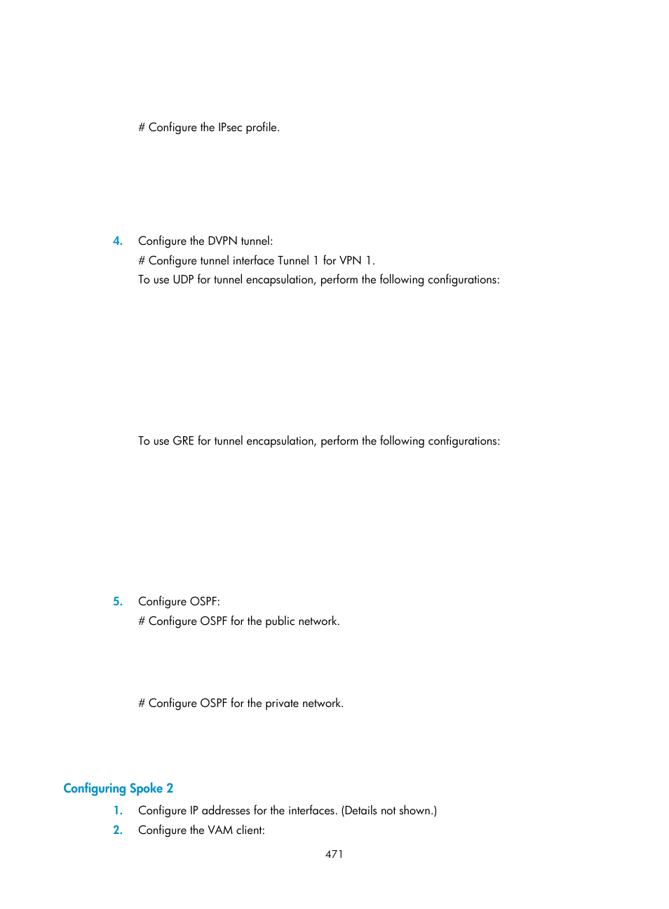 Configuring spoke 2 | H3C Technologies H3C SecPath F1000-E User Manual | Page 483 / 490