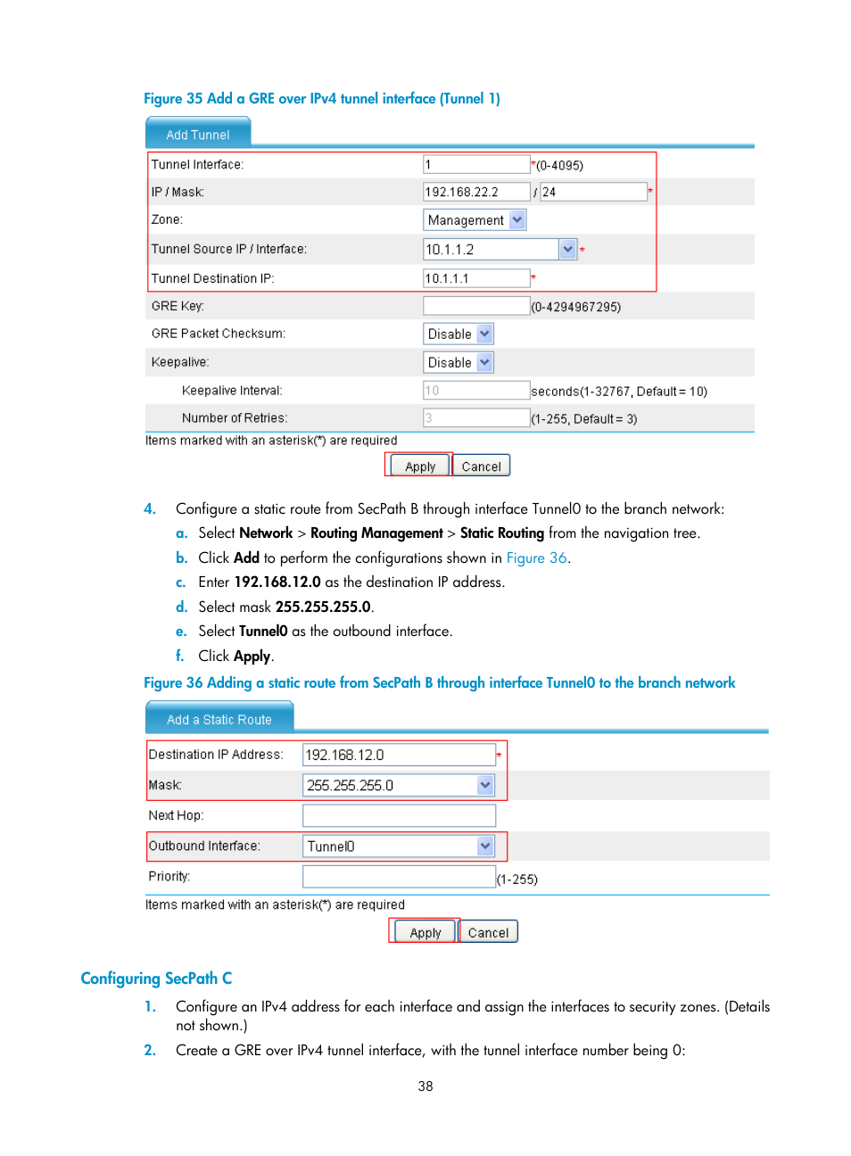 Configuring secpath c | H3C Technologies H3C SecPath F1000-E User Manual | Page 50 / 490