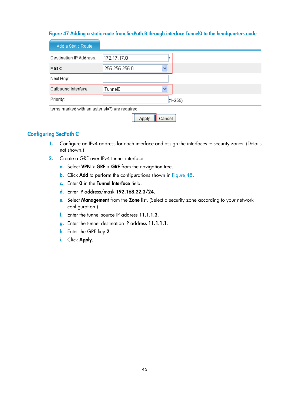 Configuring secpath c, Figure 47 | H3C Technologies H3C SecPath F1000-E User Manual | Page 58 / 490