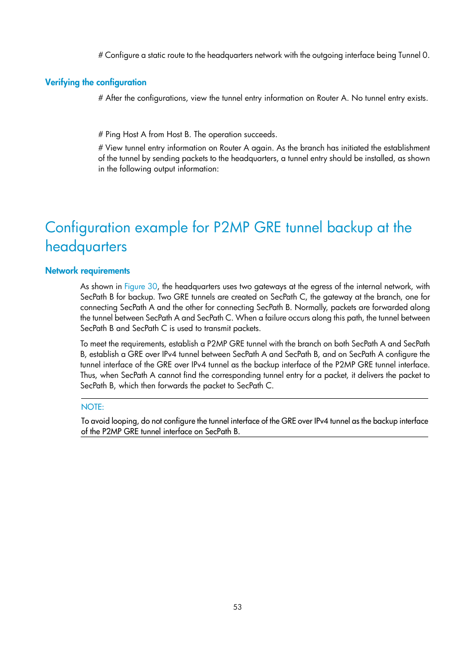 Verifying the configuration, Network requirements | H3C Technologies H3C SecPath F1000-E User Manual | Page 65 / 490