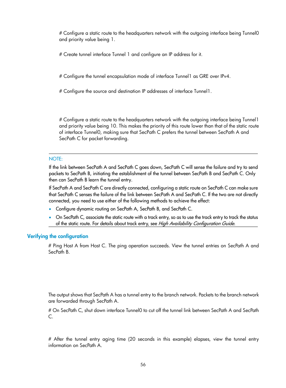 Verifying the configuration | H3C Technologies H3C SecPath F1000-E User Manual | Page 68 / 490