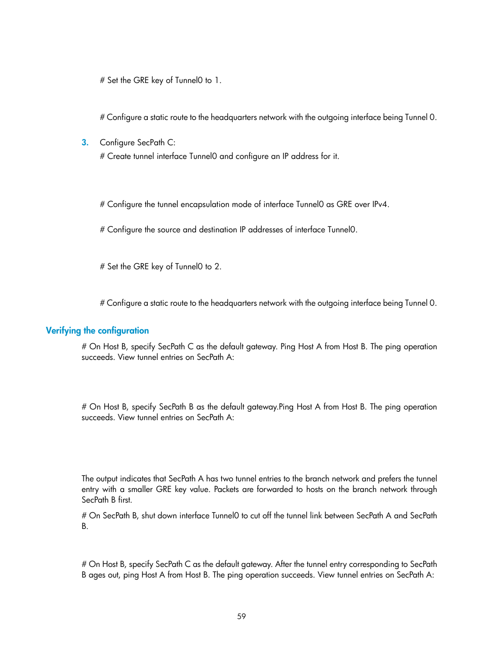 Verifying the configuration | H3C Technologies H3C SecPath F1000-E User Manual | Page 71 / 490