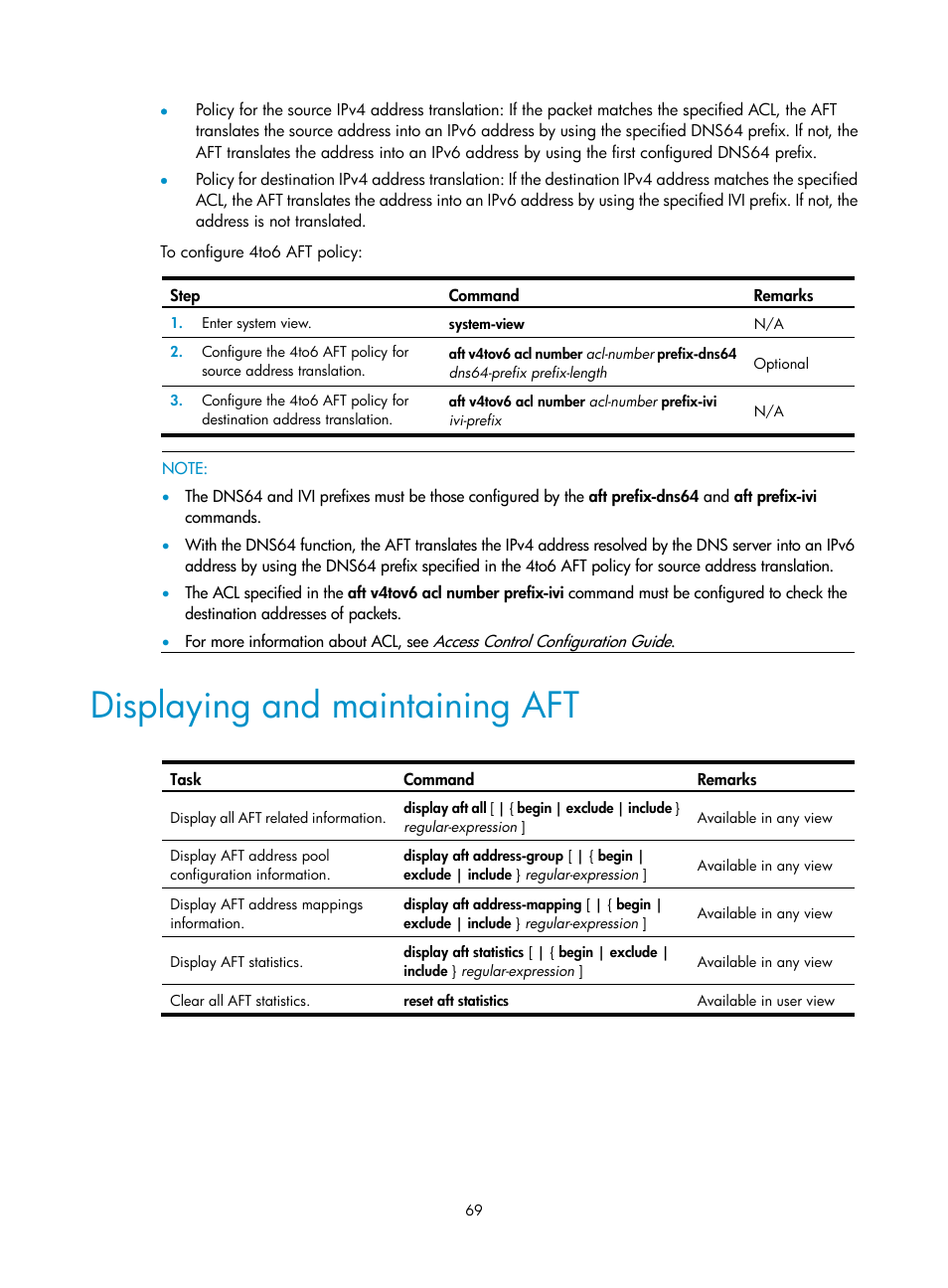 Displaying and maintaining aft | H3C Technologies H3C SecPath F1000-E User Manual | Page 81 / 490