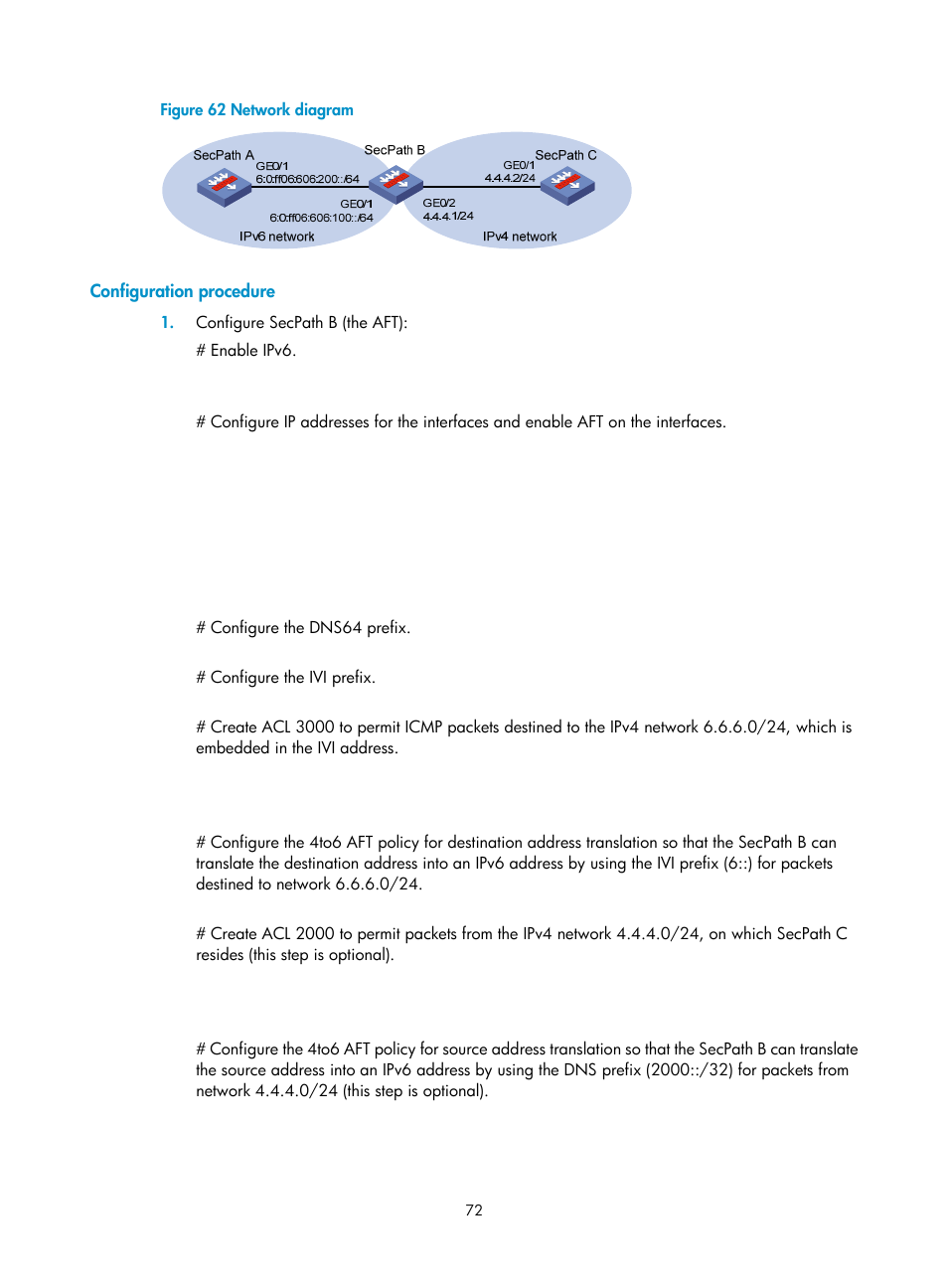 Configuration procedure | H3C Technologies H3C SecPath F1000-E User Manual | Page 84 / 490