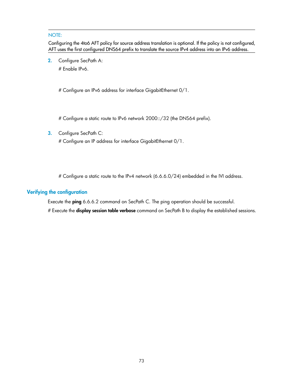 Verifying the configuration | H3C Technologies H3C SecPath F1000-E User Manual | Page 85 / 490