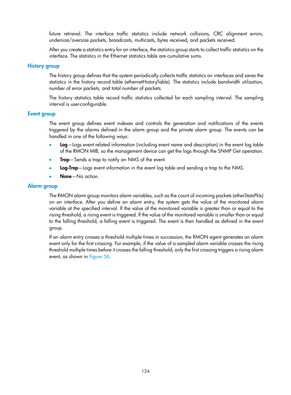 History group, Event group, Alarm group | H3C Technologies H3C SecPath F1000-E User Manual | Page 135 / 234
