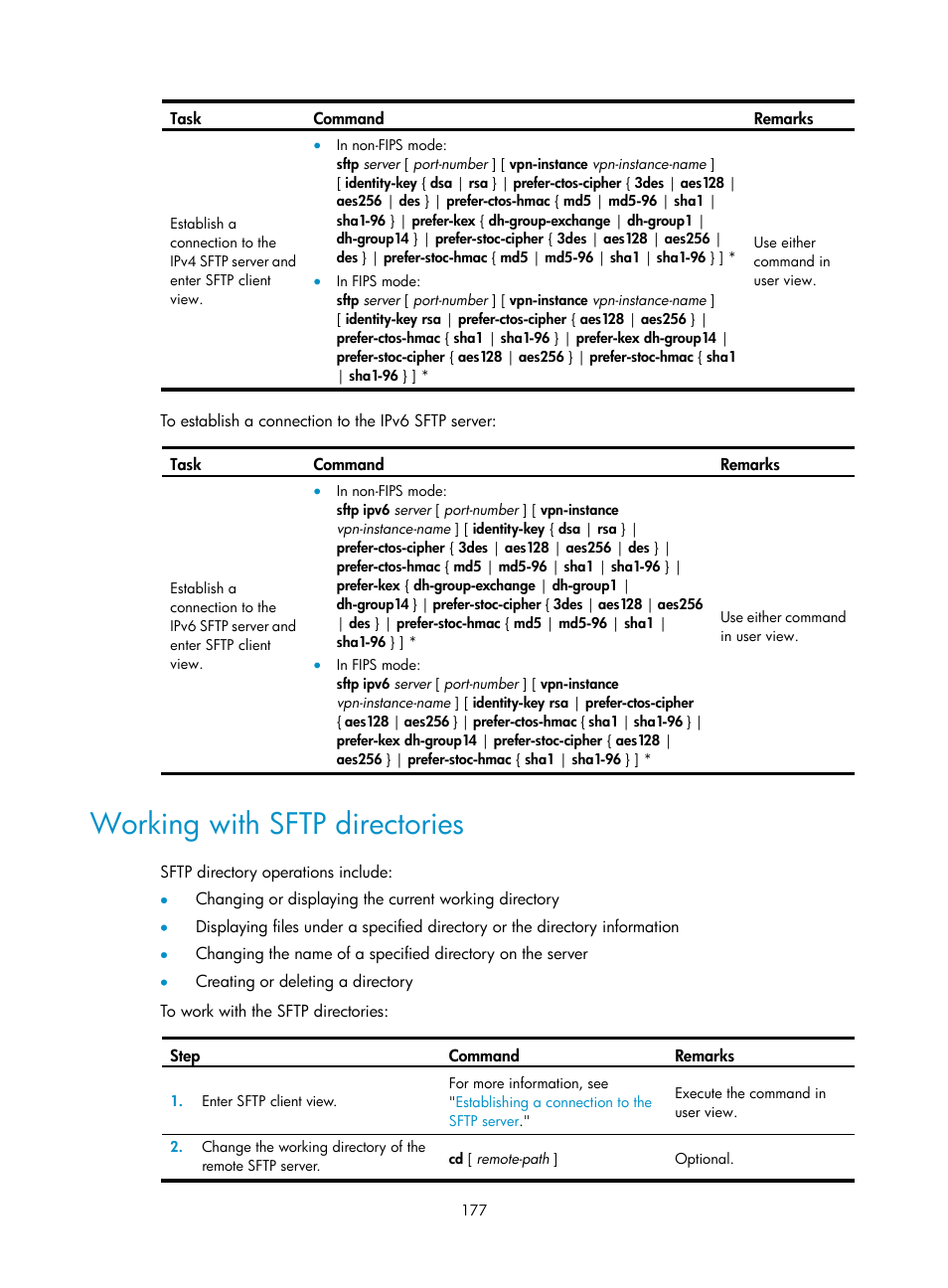 Working with sftp directories | H3C Technologies H3C SecPath F1000-E User Manual | Page 188 / 234