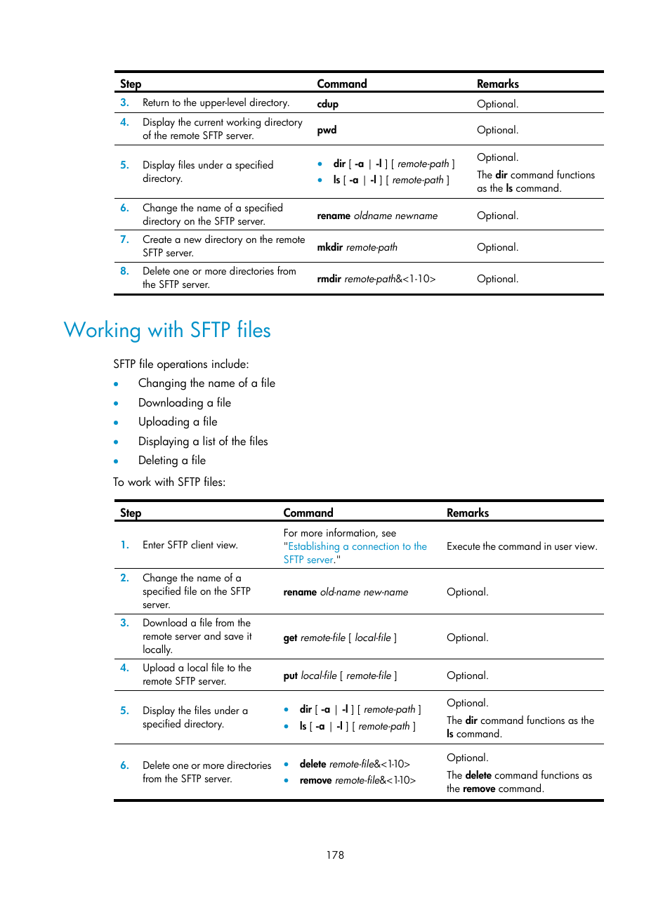 Working with sftp files | H3C Technologies H3C SecPath F1000-E User Manual | Page 189 / 234