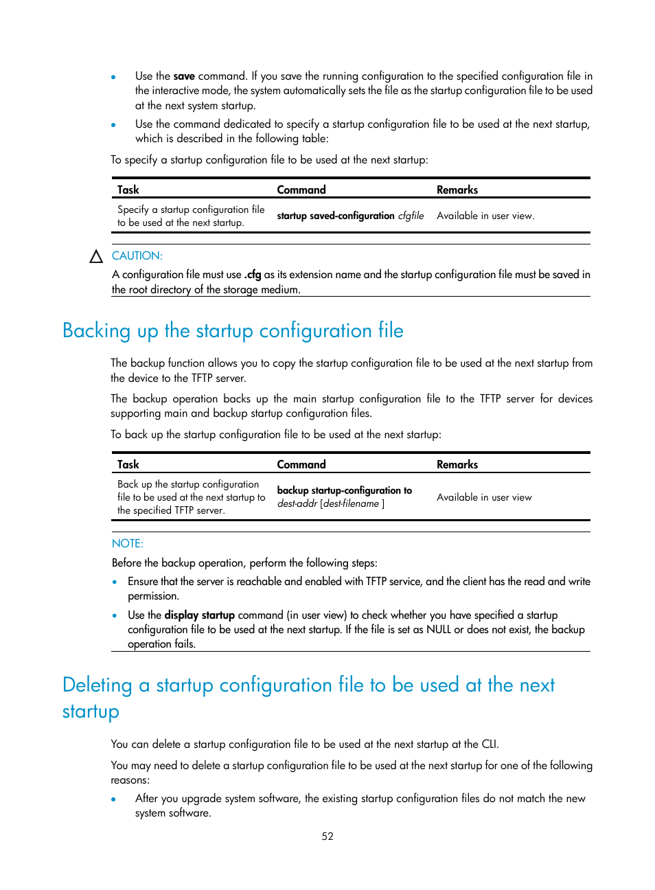 Backing up the startup configuration file | H3C Technologies H3C SecPath F1000-E User Manual | Page 63 / 234