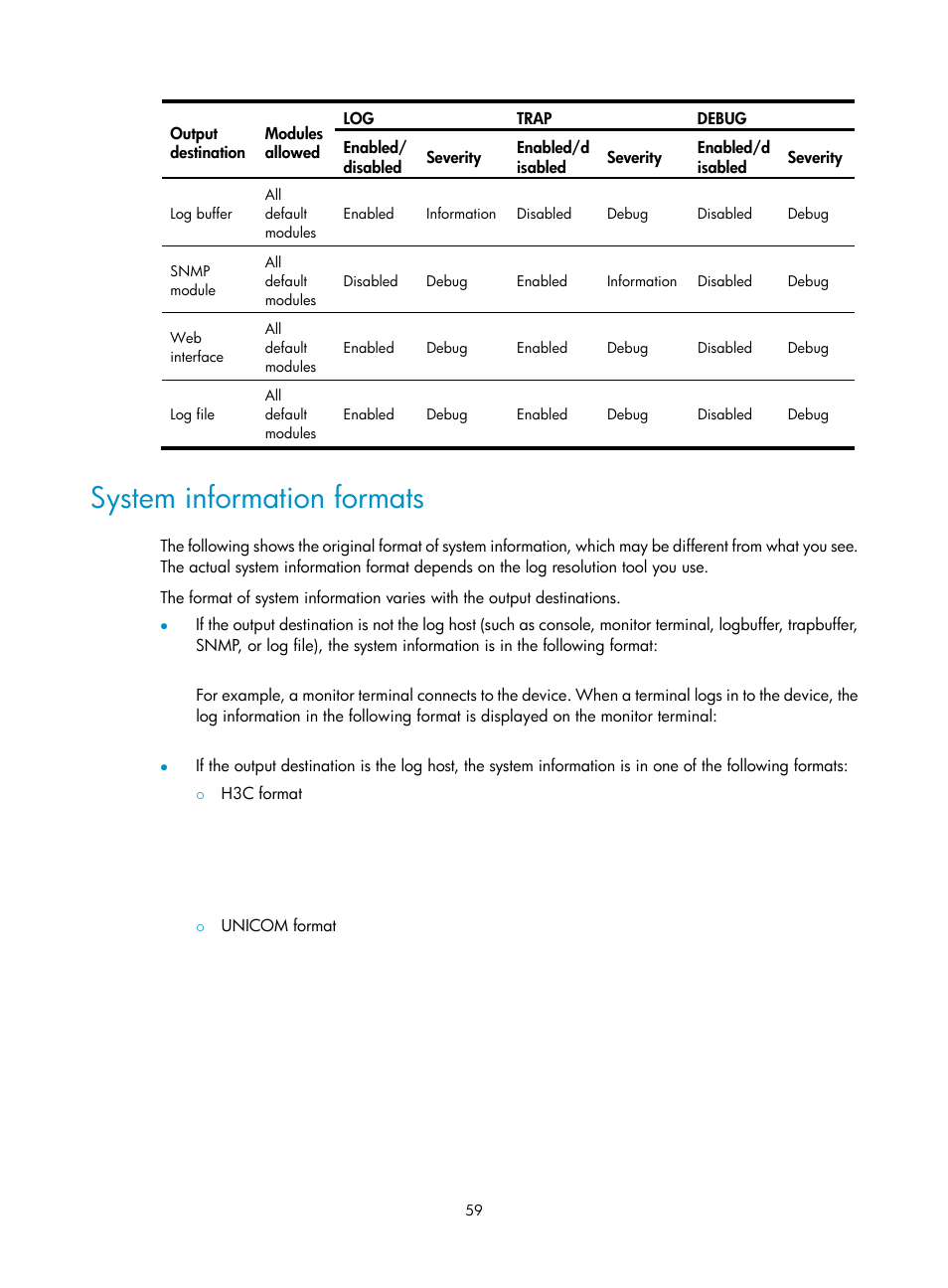 System information formats | H3C Technologies H3C SecPath F1000-E User Manual | Page 70 / 234