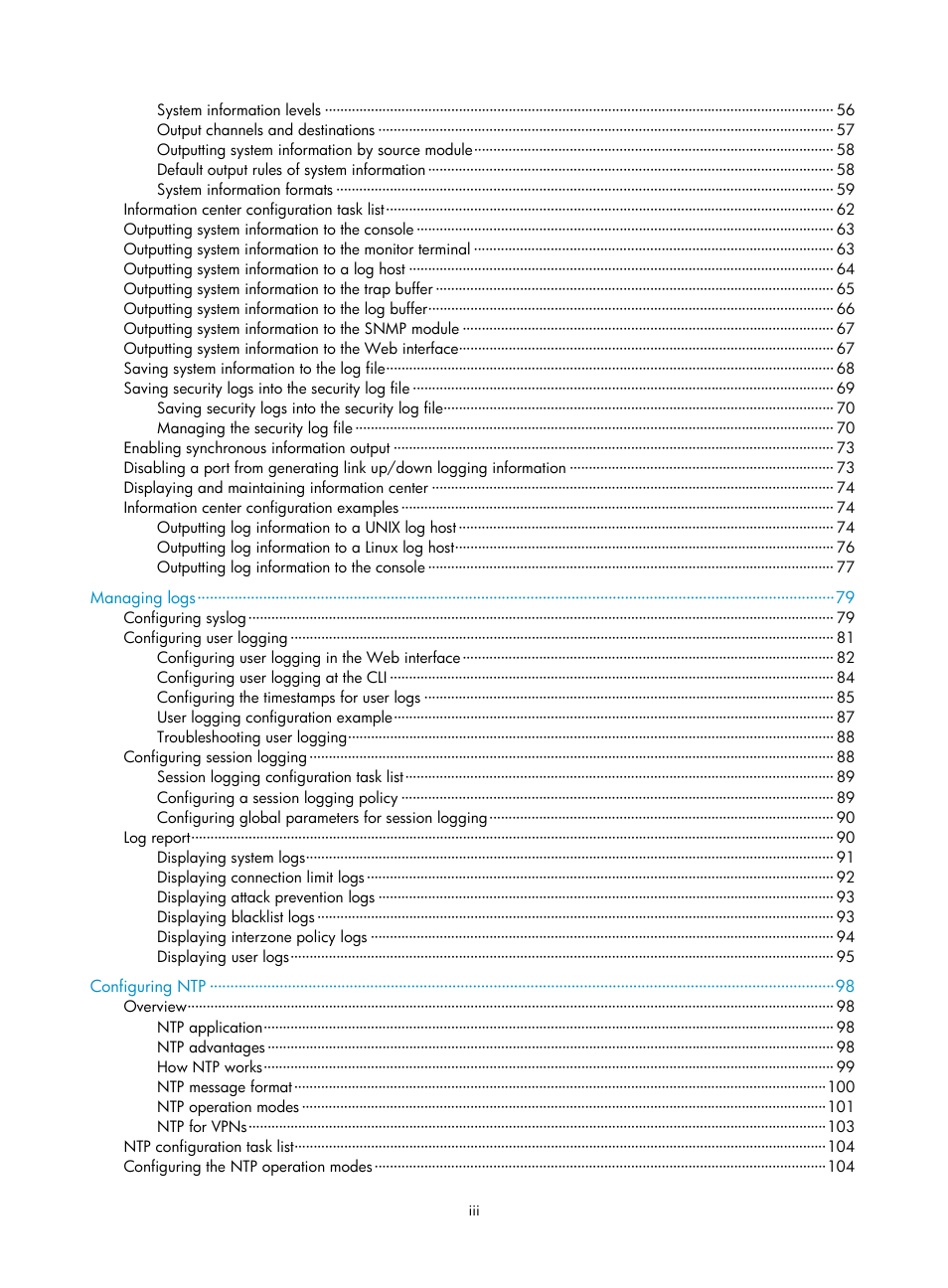 H3C Technologies H3C SecPath F1000-E User Manual | Page 8 / 234