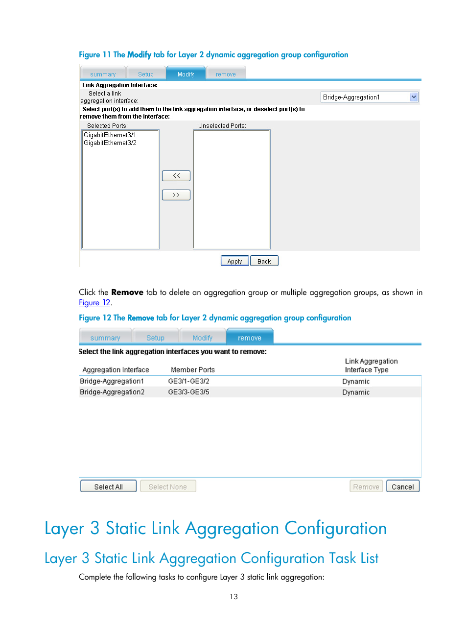 Layer 3 static link aggregation configuration | H3C Technologies H3C SecPath F1000-E User Manual | Page 103 / 938