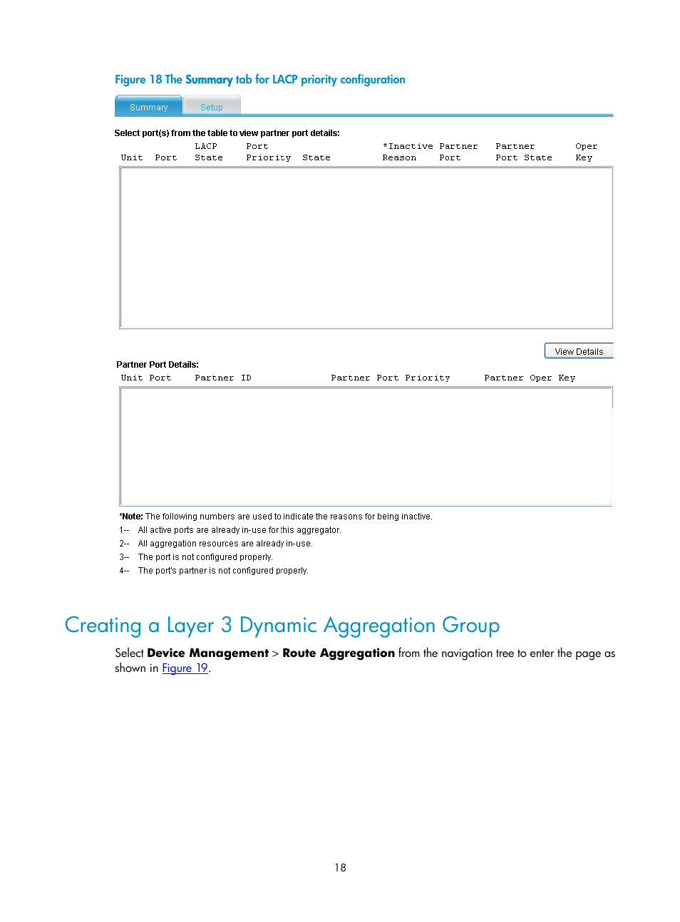 Creating a layer 3 dynamic aggregation group | H3C Technologies H3C SecPath F1000-E User Manual | Page 108 / 938