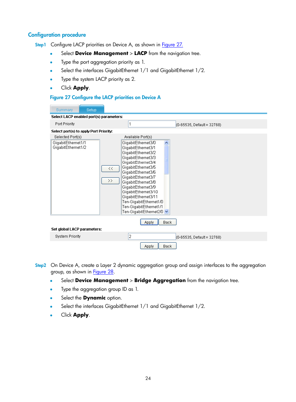 Configuration procedure | H3C Technologies H3C SecPath F1000-E User Manual | Page 114 / 938