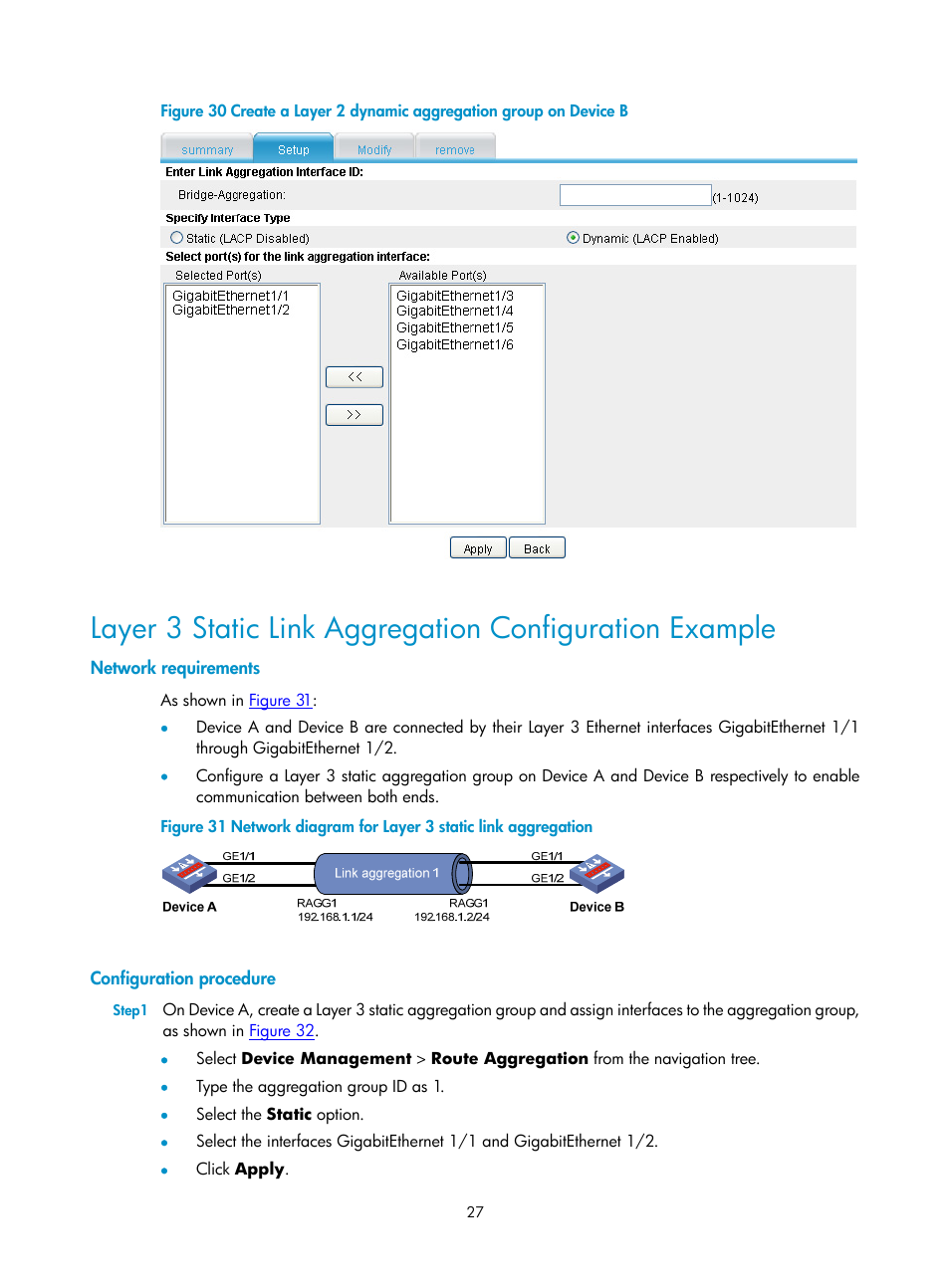 Network requirements, Configuration procedure | H3C Technologies H3C SecPath F1000-E User Manual | Page 117 / 938