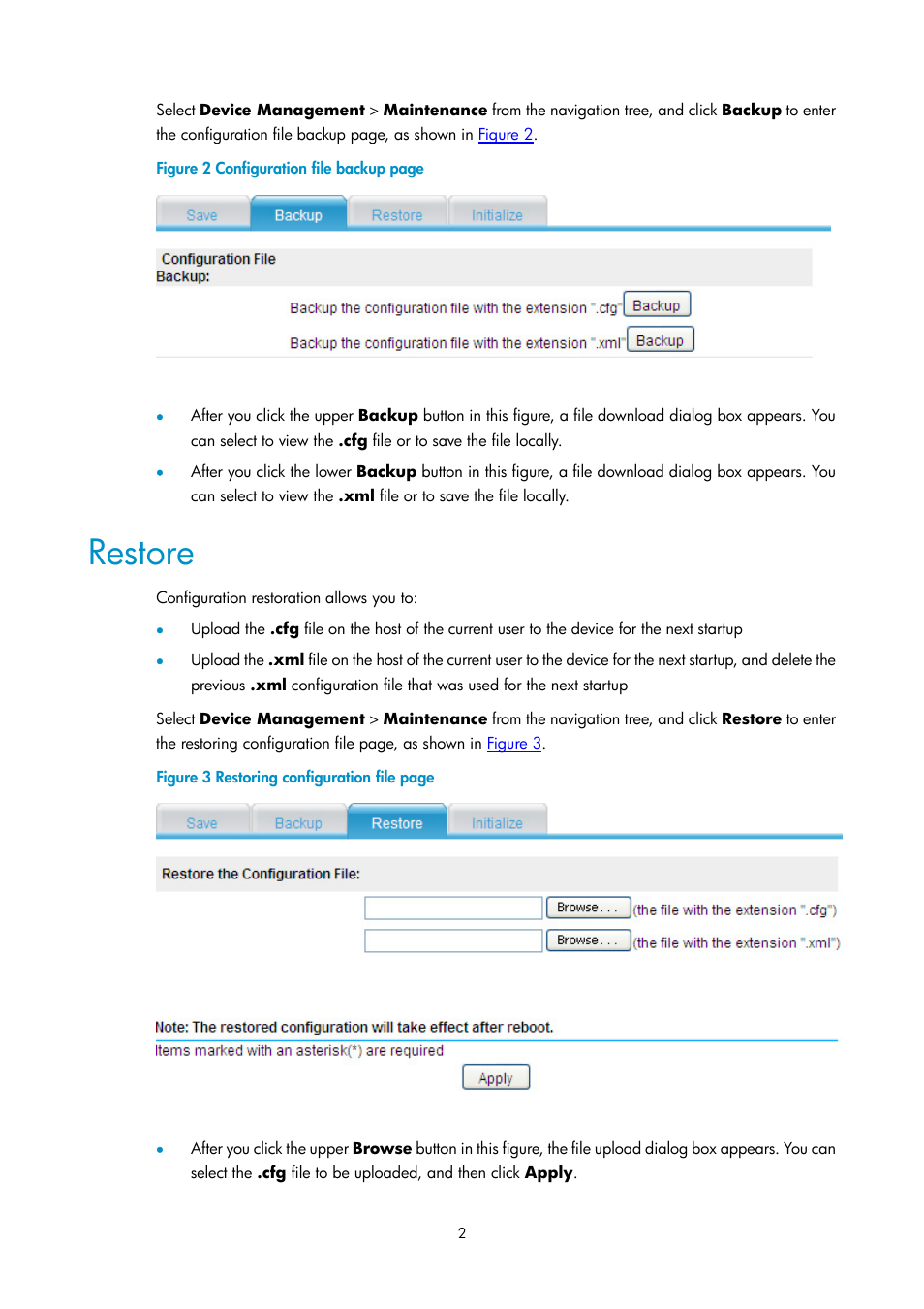 Restore | H3C Technologies H3C SecPath F1000-E User Manual | Page 145 / 938