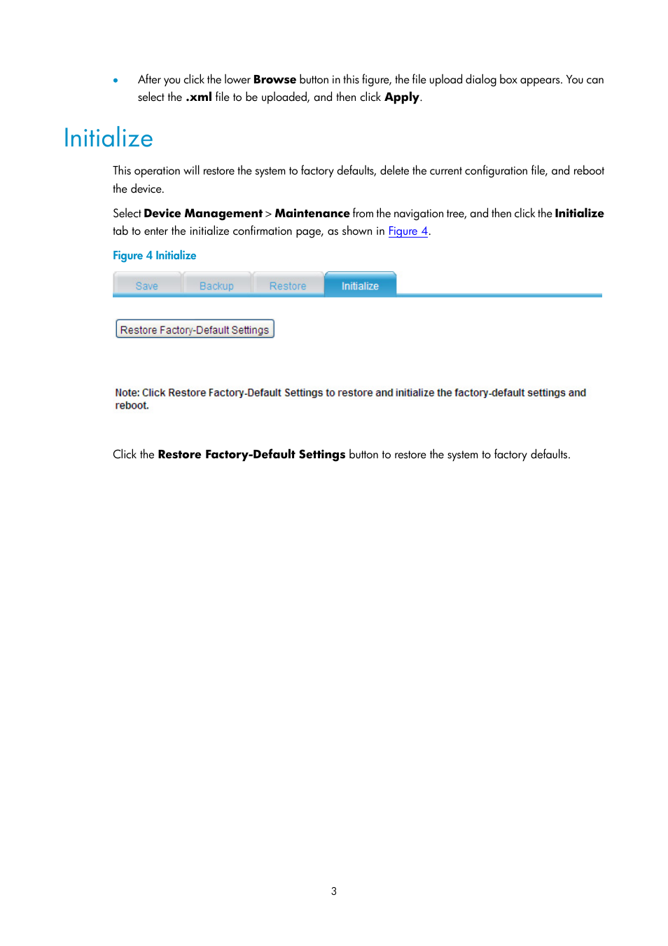 Initialize | H3C Technologies H3C SecPath F1000-E User Manual | Page 146 / 938