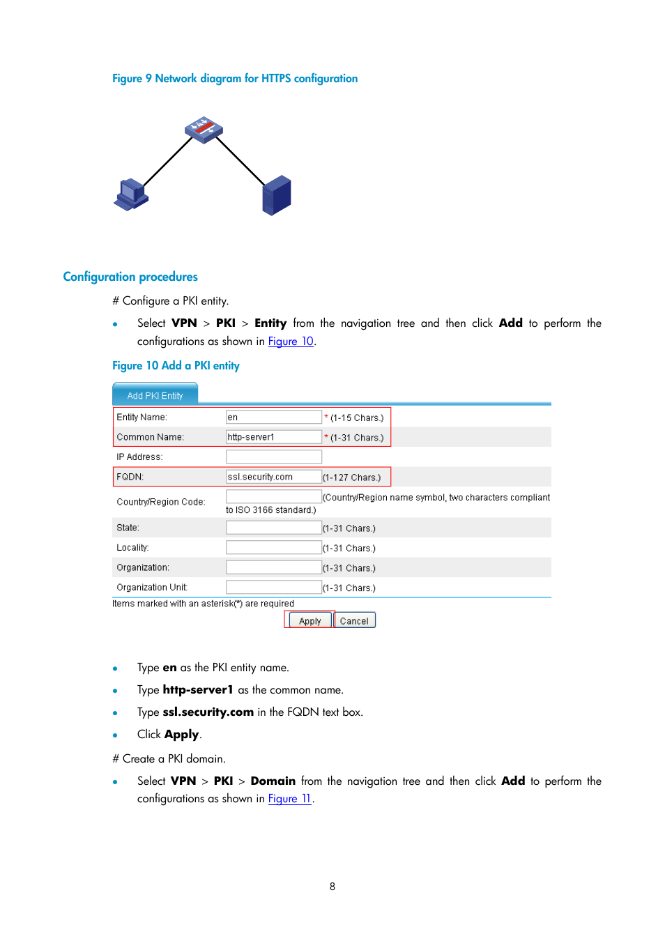 Configuration procedures | H3C Technologies H3C SecPath F1000-E User Manual | Page 155 / 938