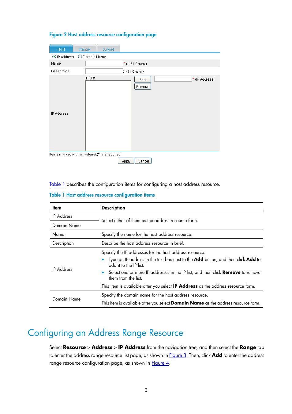 Configuring an address range resource, Figure 2 | H3C Technologies H3C SecPath F1000-E User Manual | Page 167 / 938