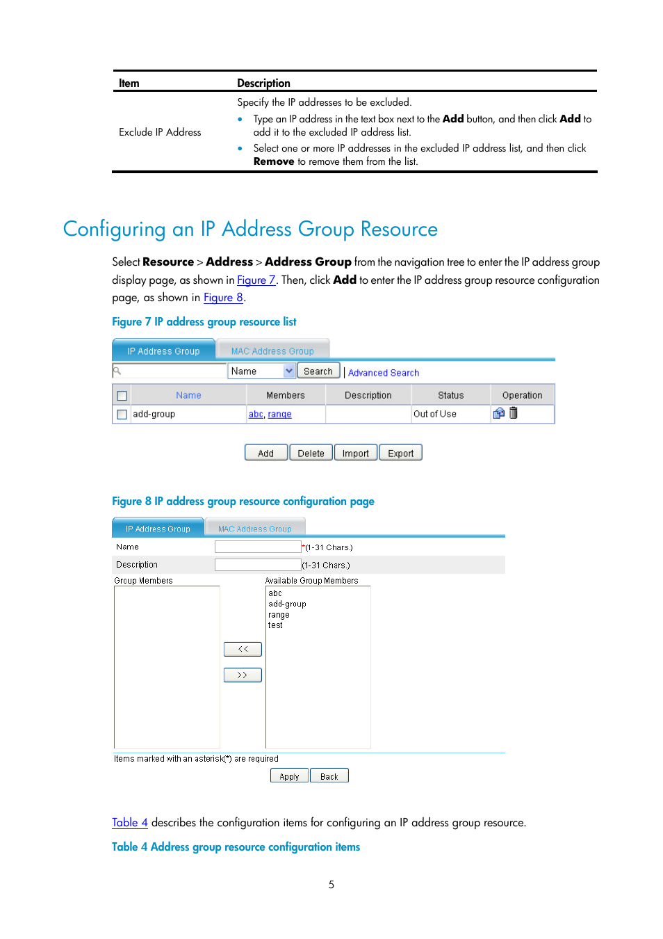 Configuring an ip address group resource | H3C Technologies H3C SecPath F1000-E User Manual | Page 170 / 938