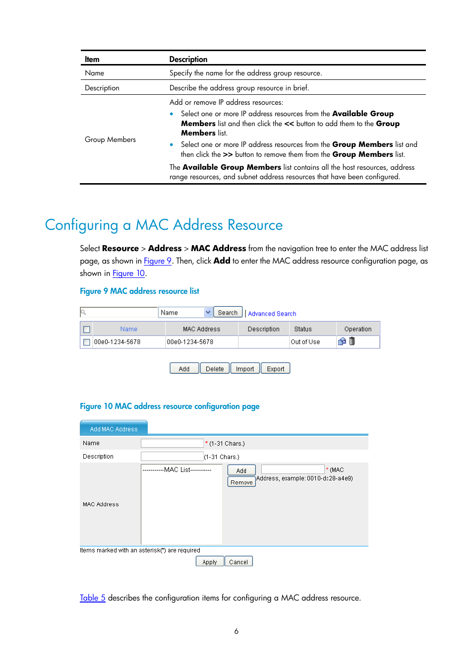 Configuring a mac address resource | H3C Technologies H3C SecPath F1000-E User Manual | Page 171 / 938