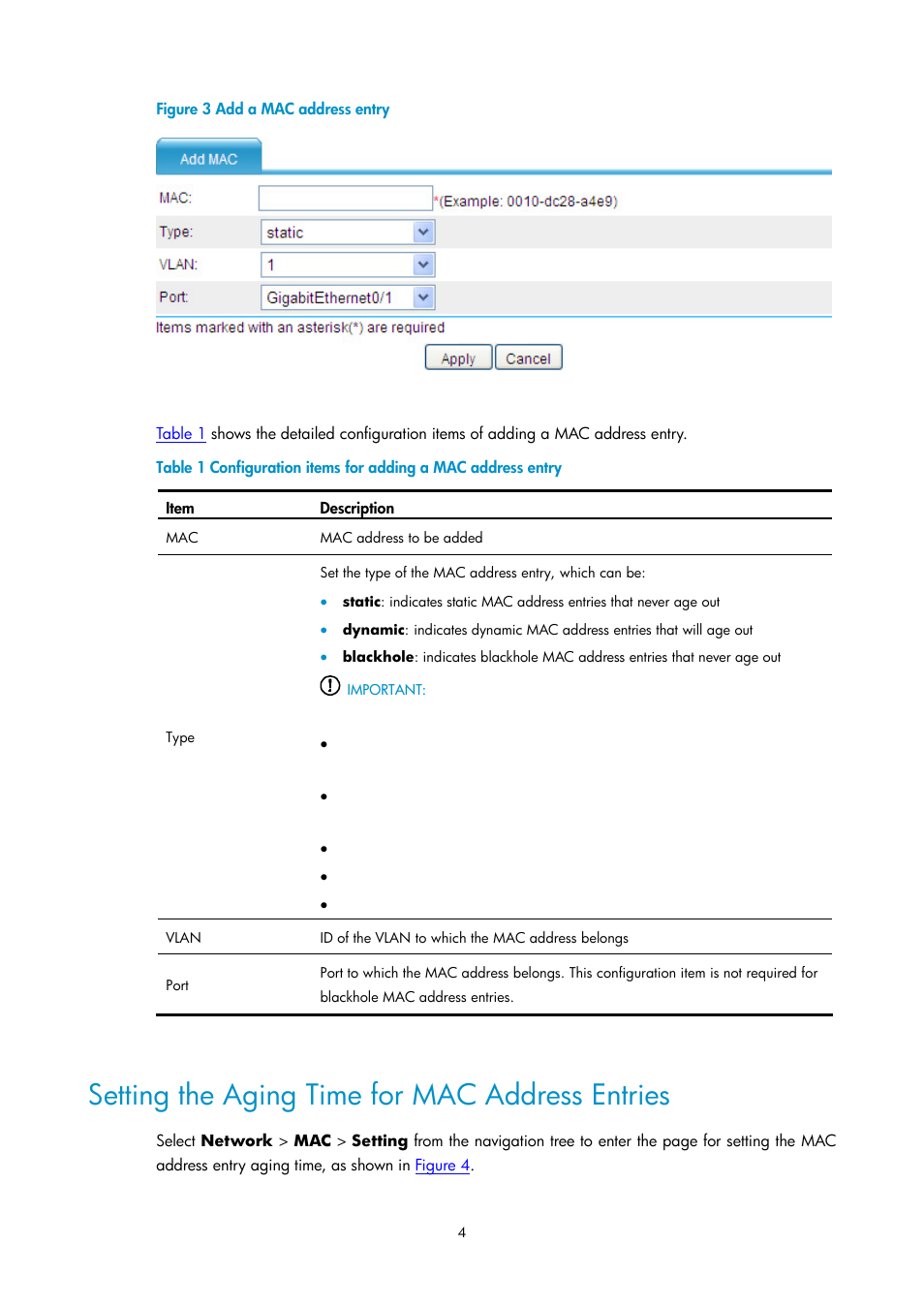 Setting the aging time for mac address entries, Figure 3 | H3C Technologies H3C SecPath F1000-E User Manual | Page 189 / 938