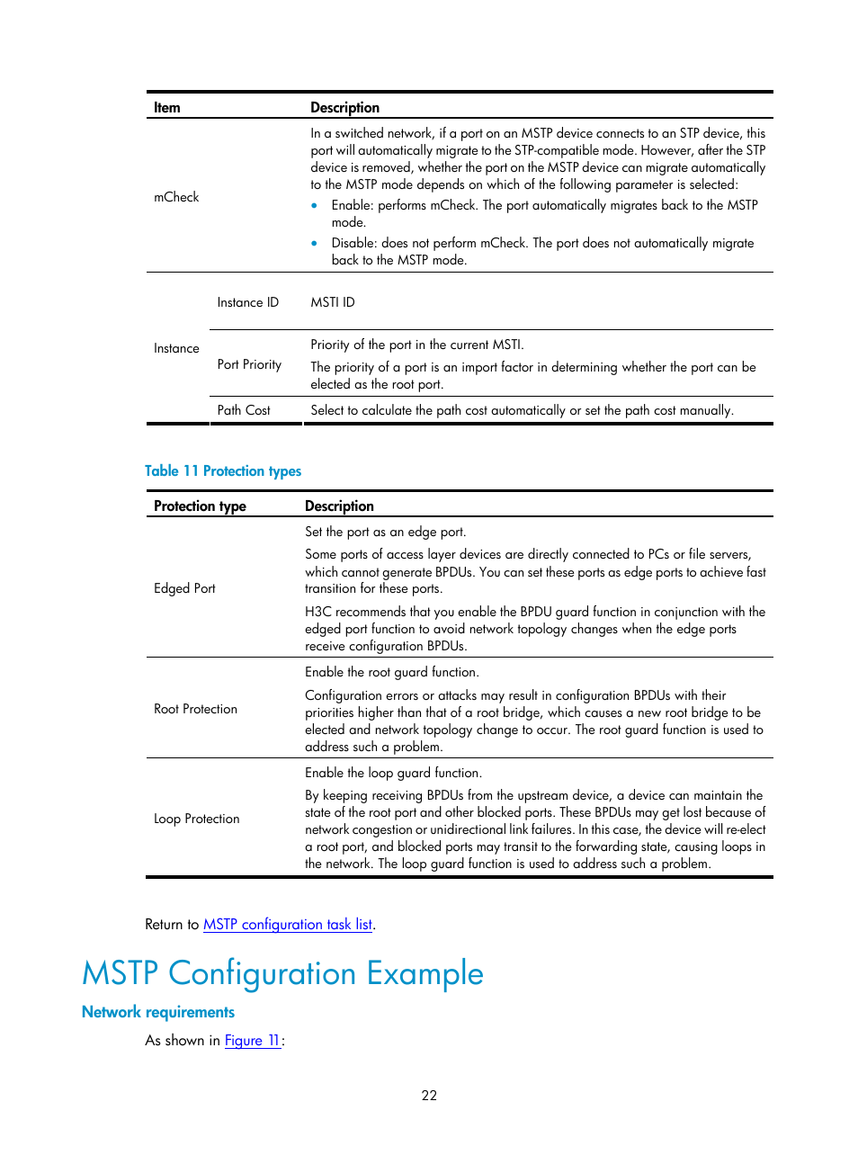 Mstp configuration example, Network requirements | H3C Technologies H3C SecPath F1000-E User Manual | Page 215 / 938