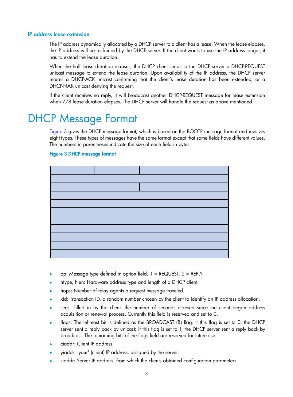 Ip address lease extension, Dhcp message format, Fer to | H3C Technologies H3C SecPath F1000-E User Manual | Page 230 / 938