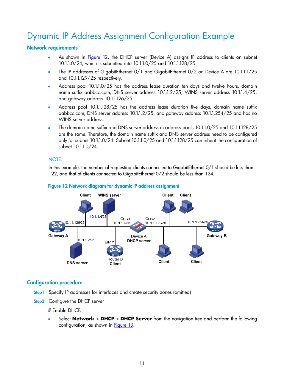 Network requirements, Configuration procedure | H3C Technologies H3C SecPath F1000-E User Manual | Page 242 / 938