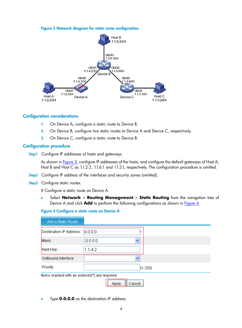 Configuration considerations, Configuration procedure | H3C Technologies H3C SecPath F1000-E User Manual | Page 282 / 938