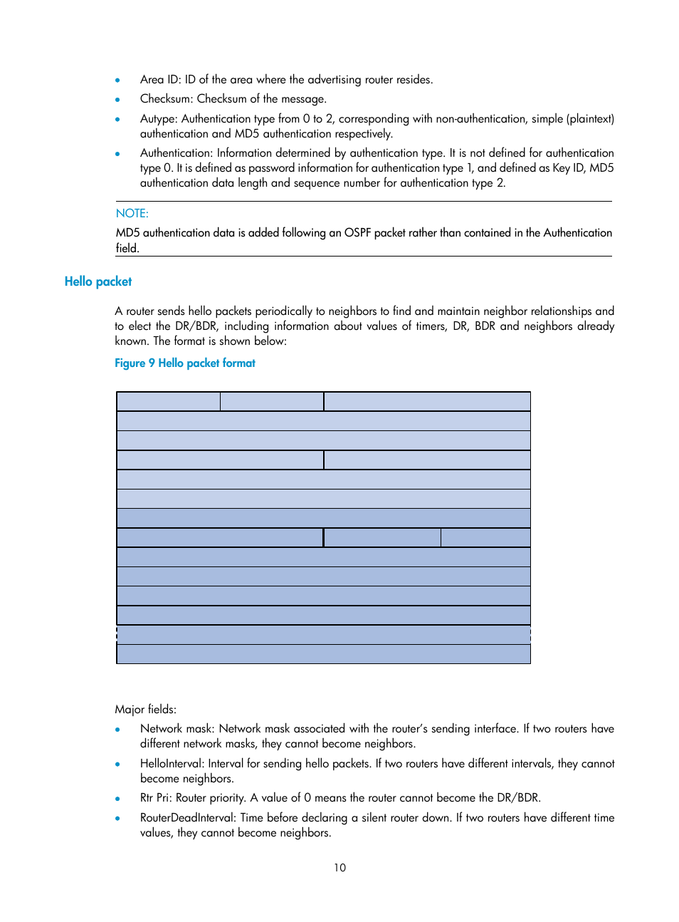 Hello packet | H3C Technologies H3C SecPath F1000-E User Manual | Page 305 / 938