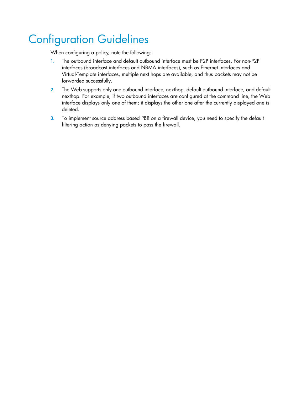 Configuration guidelines | H3C Technologies H3C SecPath F1000-E User Manual | Page 355 / 938