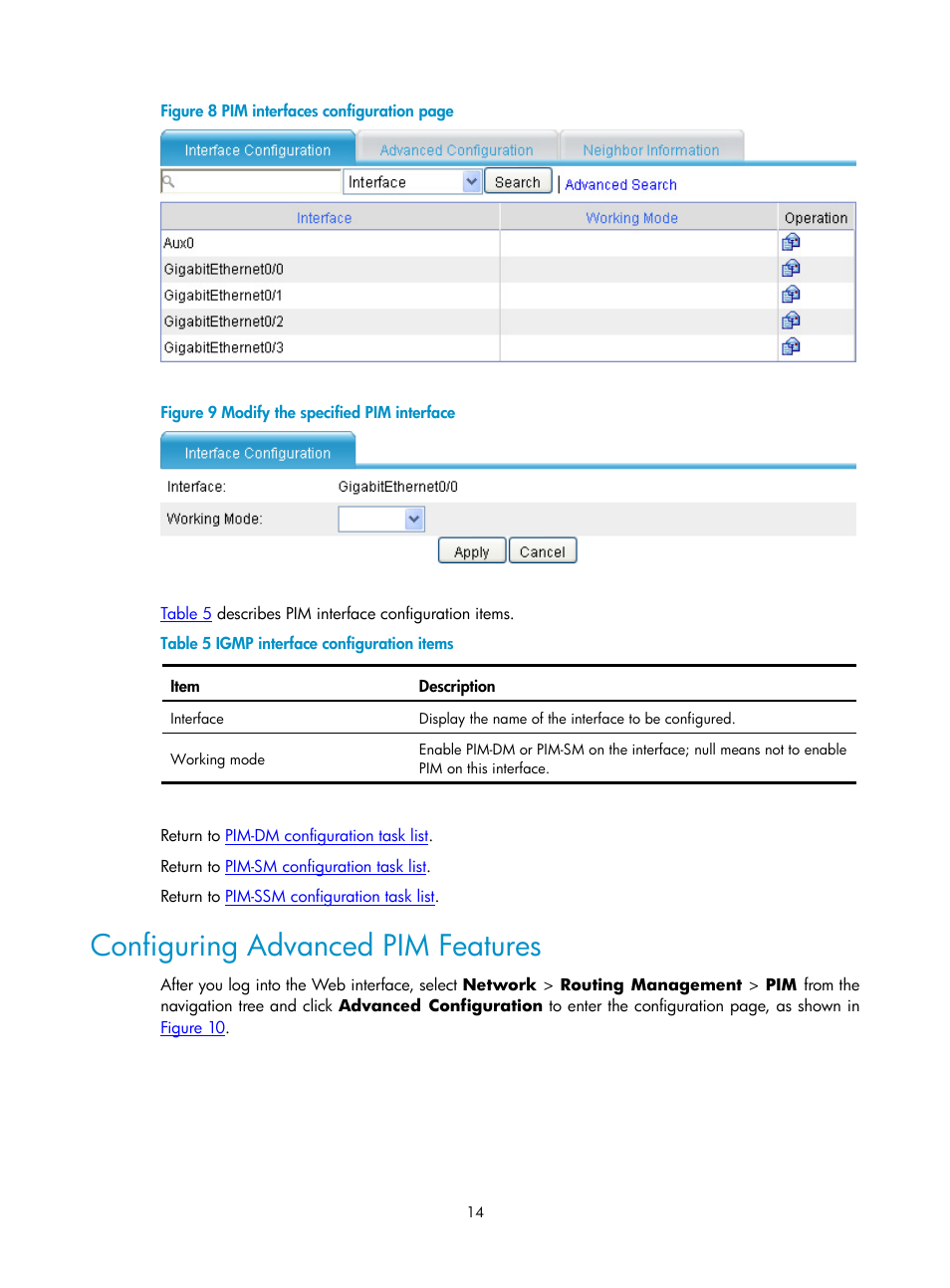 Configuring advanced pim features, Figure 8, N in | Figure 9 | H3C Technologies H3C SecPath F1000-E User Manual | Page 382 / 938