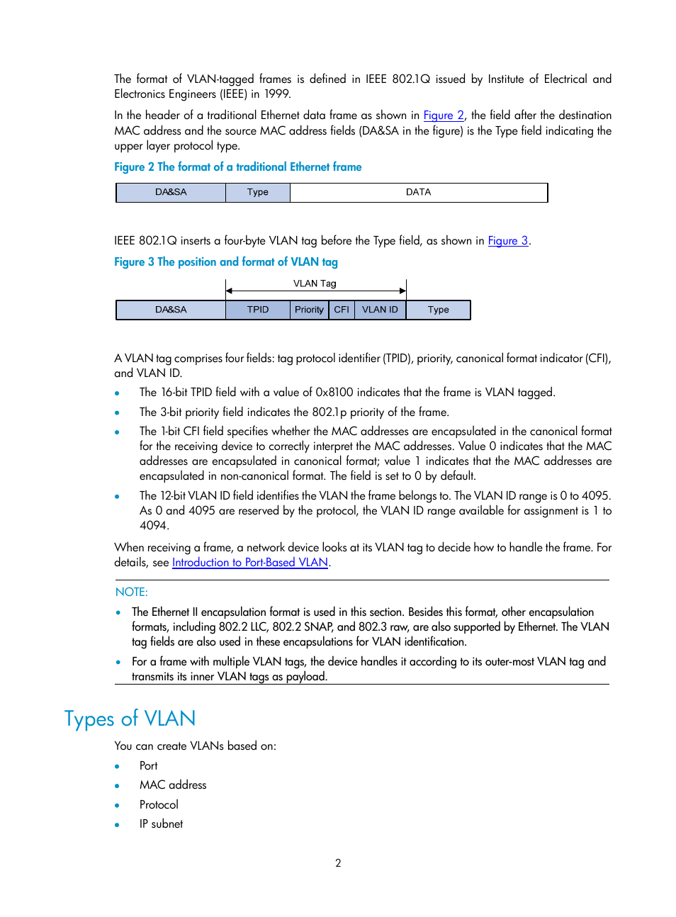 Types of vlan | H3C Technologies H3C SecPath F1000-E User Manual | Page 392 / 938