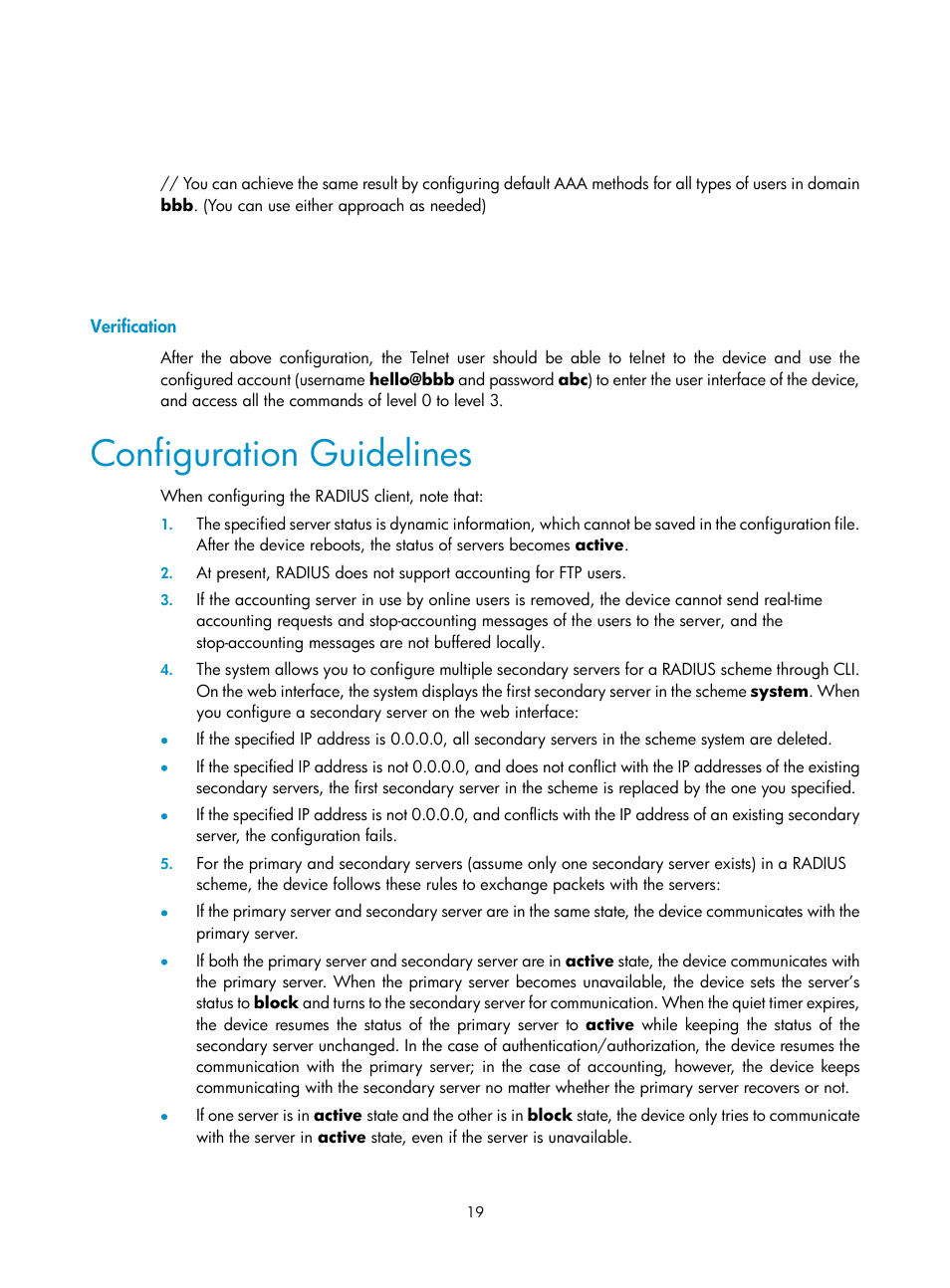 Verification, Configuration guidelines | H3C Technologies H3C SecPath F1000-E User Manual | Page 427 / 938