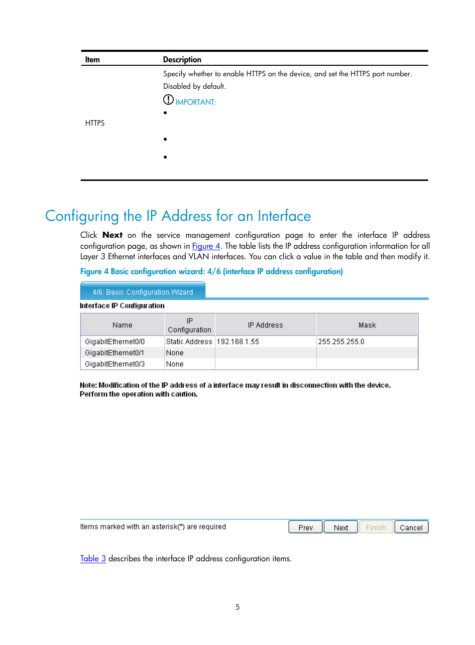 Configuring the ip address for an interface | H3C Technologies H3C SecPath F1000-E User Manual | Page 45 / 938