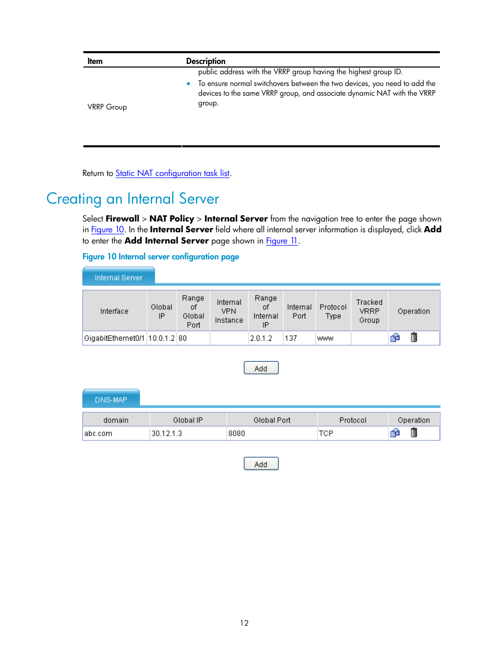 Creating an internal server | H3C Technologies H3C SecPath F1000-E User Manual | Page 453 / 938