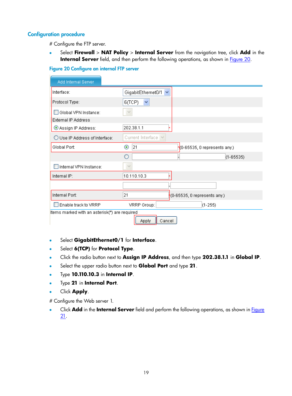 Configuration procedure | H3C Technologies H3C SecPath F1000-E User Manual | Page 460 / 938