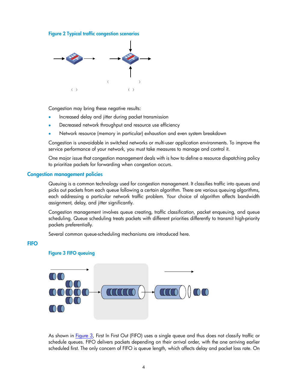 Congestion management policies, Fifo | H3C Technologies H3C SecPath F1000-E User Manual | Page 512 / 938