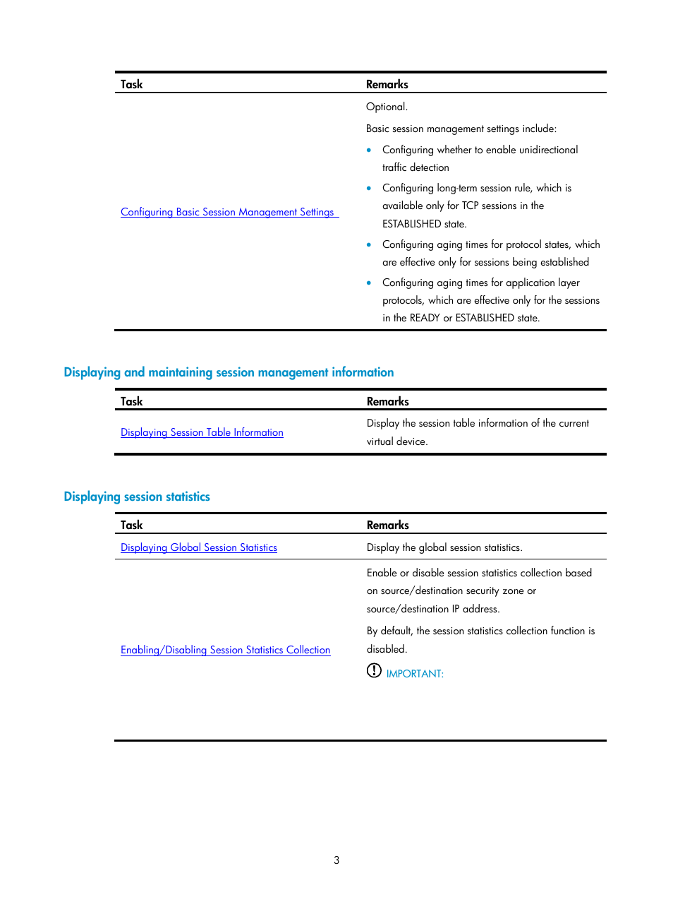 Displaying session statistics | H3C Technologies H3C SecPath F1000-E User Manual | Page 567 / 938