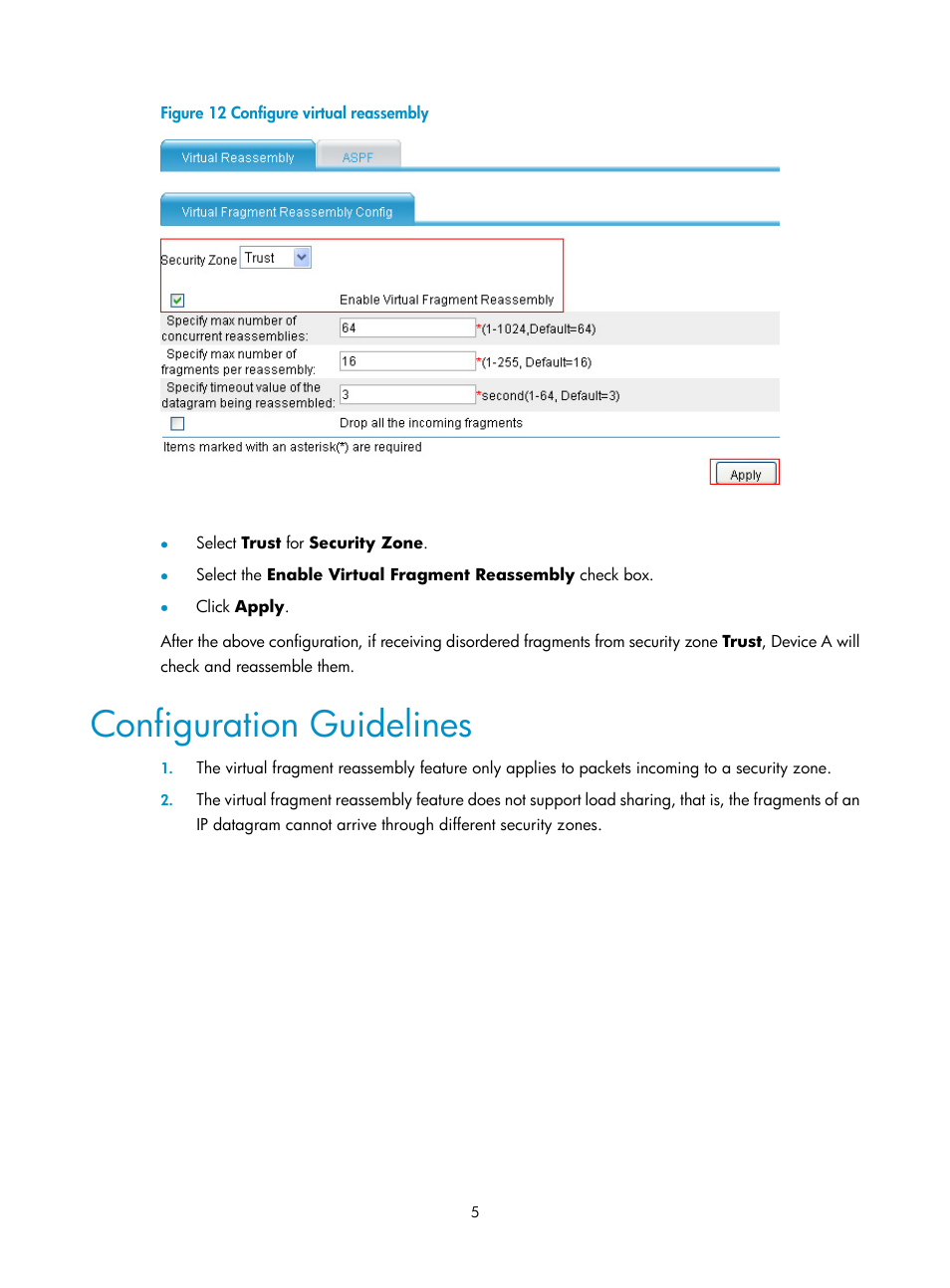 Configuration guidelines, Figure 12 | H3C Technologies H3C SecPath F1000-E User Manual | Page 583 / 938