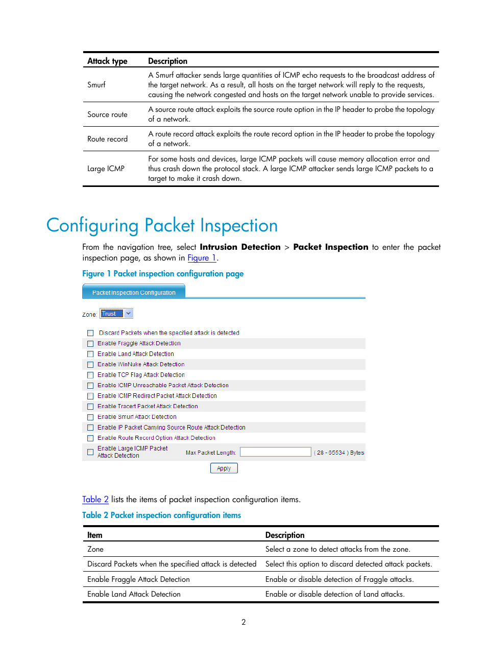 Configuring packet inspection | H3C Technologies H3C SecPath F1000-E User Manual | Page 617 / 938