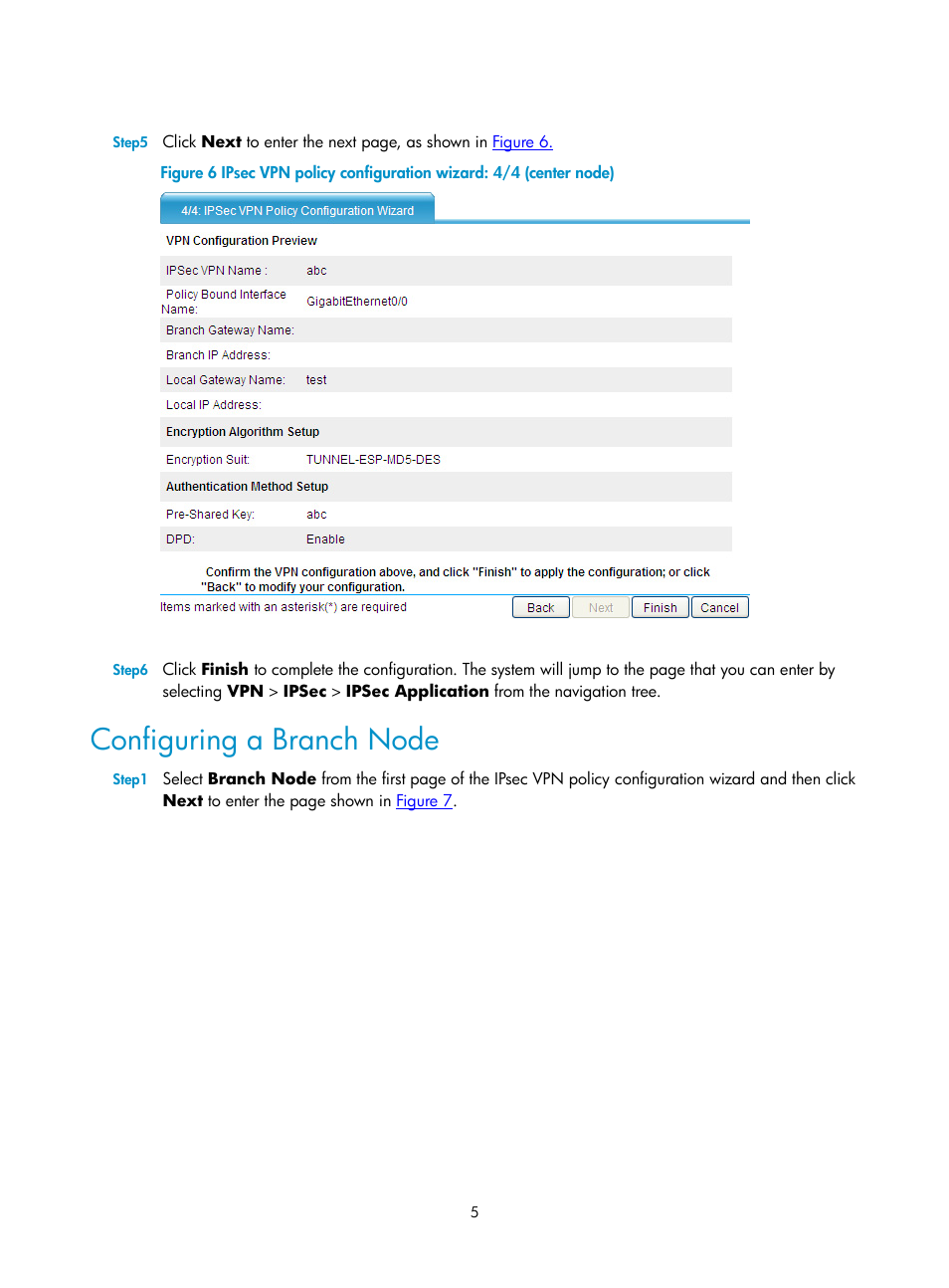 Configuring a branch node | H3C Technologies H3C SecPath F1000-E User Manual | Page 62 / 938
