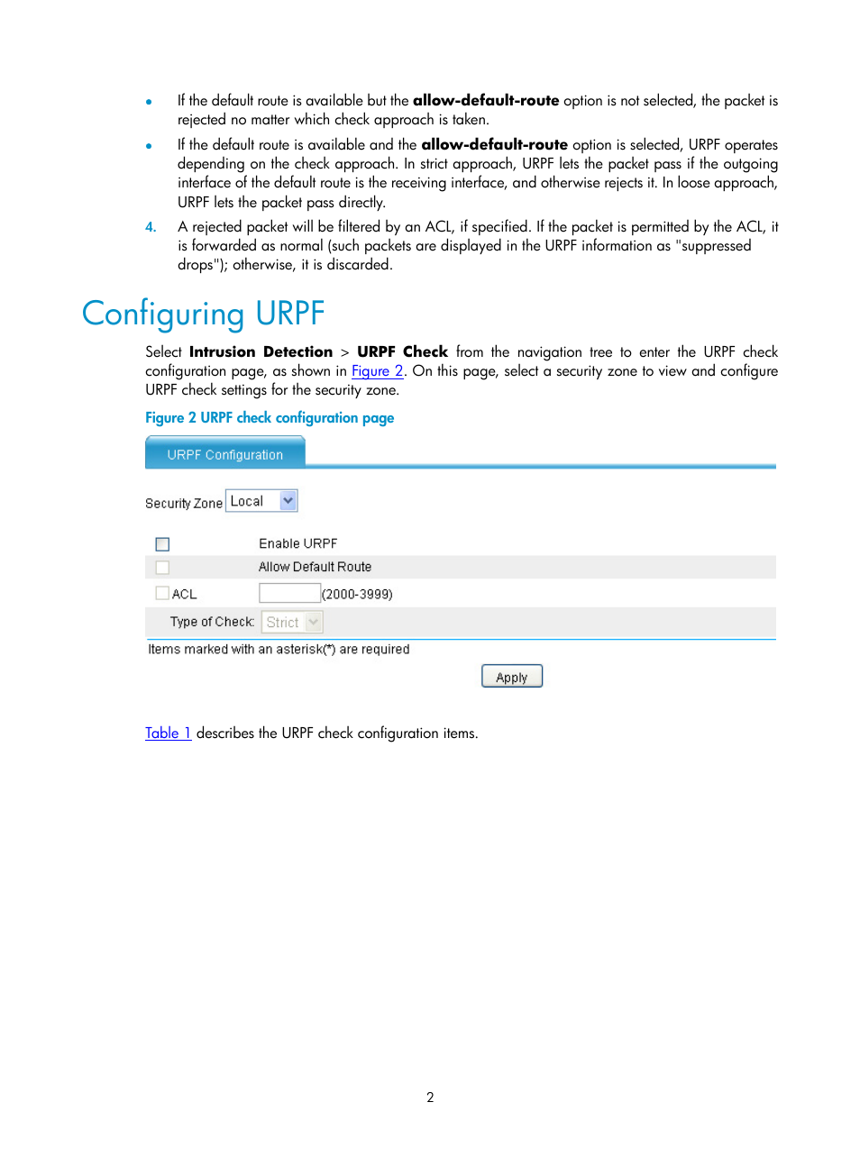 Configuring urpf | H3C Technologies H3C SecPath F1000-E User Manual | Page 637 / 938