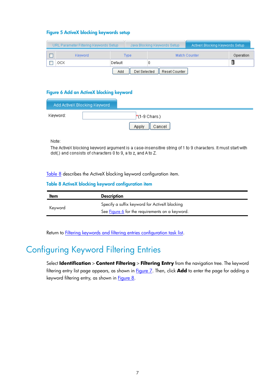 Configuring keyword filtering entries, Figure, Figure 6 | H3C Technologies H3C SecPath F1000-E User Manual | Page 677 / 938