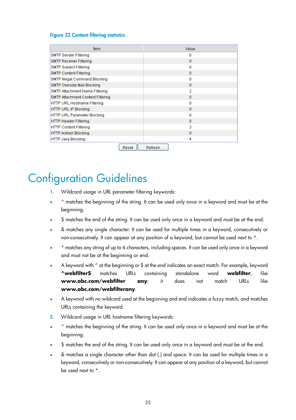 Configuration guidelines, For the rules of using wildcards | H3C Technologies H3C SecPath F1000-E User Manual | Page 695 / 938
