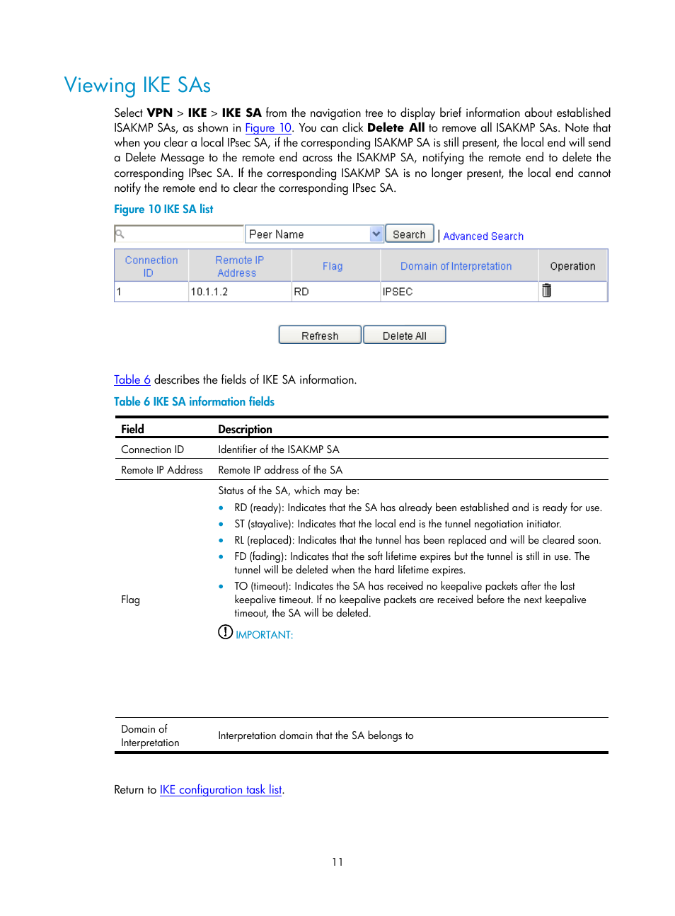 Viewing ike sas | H3C Technologies H3C SecPath F1000-E User Manual | Page 708 / 938