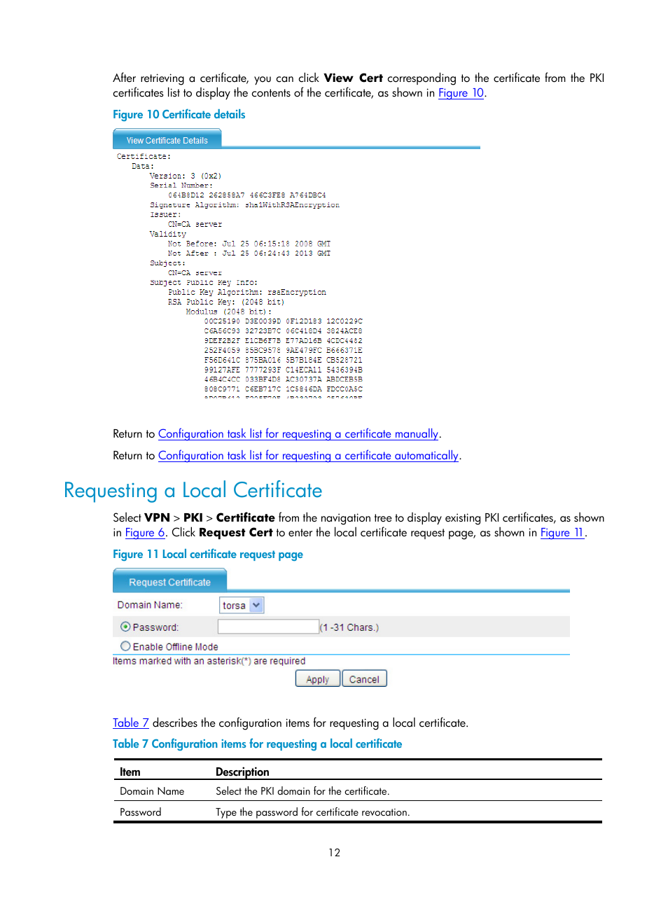 Requesting a local certificate | H3C Technologies H3C SecPath F1000-E User Manual | Page 786 / 938